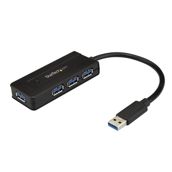 StarTech.com USB 3.0-hubb med 4 portar - 5Gbps - Minihubb med laddningsport - Strömadapter medföljer