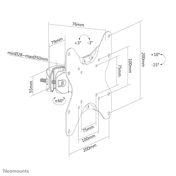 Neomounts FL40-430BL12 TV-kiinnike 106,7 cm (42") Musta