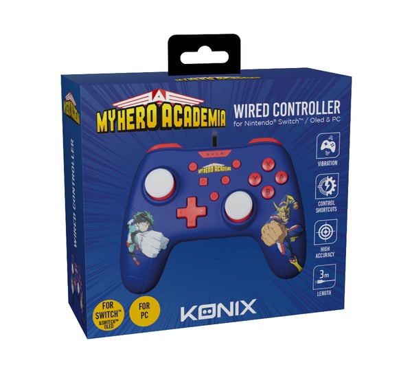 Konix My Hero Academia KX MHA SW/PC GAMEPAD BLUE Blå, Röd USB Spelplatta Analog / Digital Nintendo Switch, PC