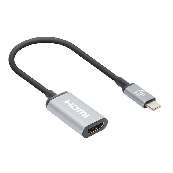 Manhattan 153706 videokabeladapter 0,15 m USB Type-C HDMI Typ A (standard) Svart, Silver