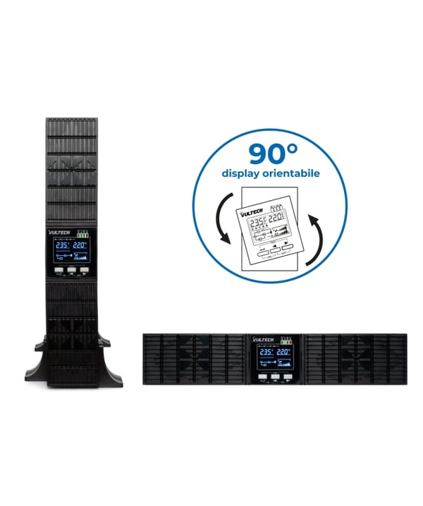 Vultech GS-1KVAS-RK UPS-virtalähde Taajuuden kaksoismuunnos (verkossa) 1 kVA 1000 W 8 AC-pistorasia(a)