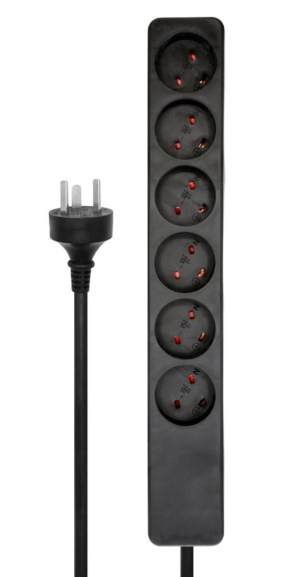 Microconnect MC-GRU0602EDBB stikdåse 2 m 6 AC stikkontakt(er) Sort