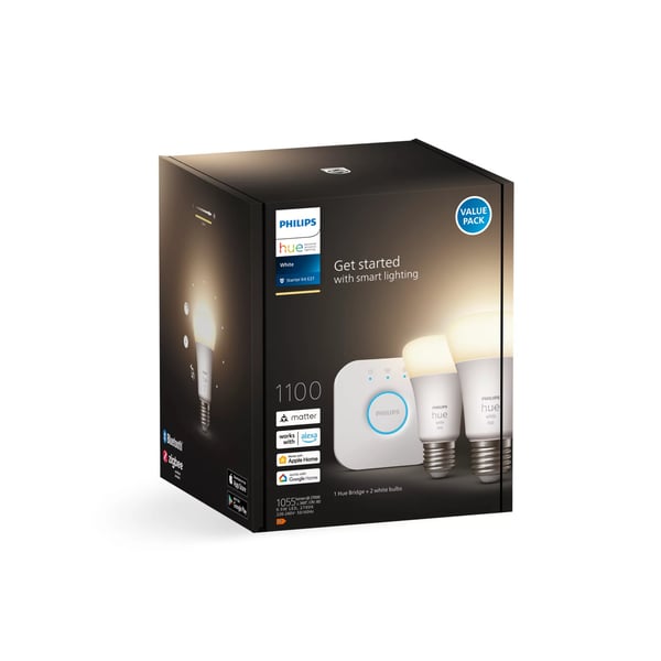 Philips Hvide Hue pærer Startsæt: 2 x E27 pærer (1100)