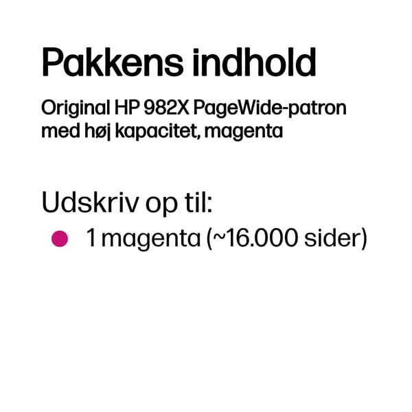 HP Original 982X PageWide-patron med høj kapacitet, magenta