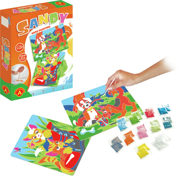 Alexander Toys Sandy Sand Painting Dog + Cat Farvelægning billedsæt