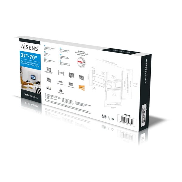 AISENS WT70TSLE-025 TV-kiinnike 177,8 cm (70") Musta