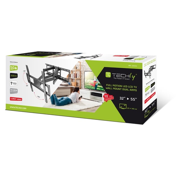 Techly ICA-PLB 3646 TV-kiinnike 139,7 cm (55") Musta