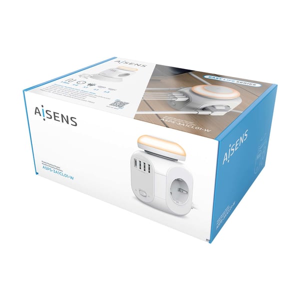 AISENS ASPS-3A1CL01-W förlängningssladdar 1,8 m 4 AC-utgångar inomhus Vit