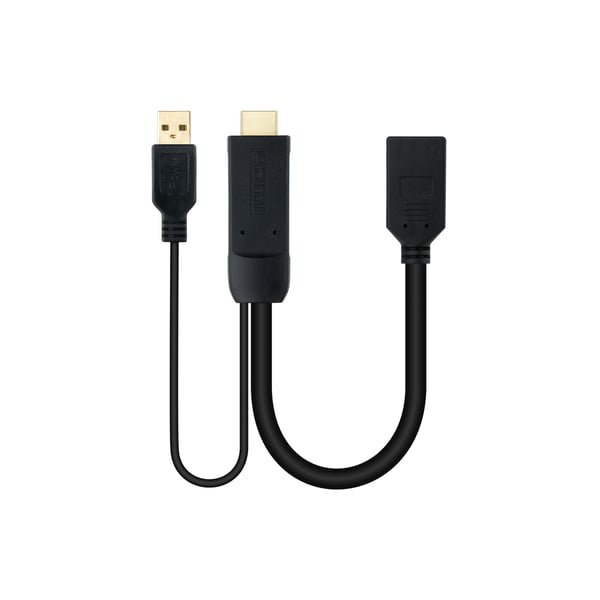 Nanocable 10.16.0205 videokabel adapter 0,2 m HDMI + USB Type-A DisplayPort Sort