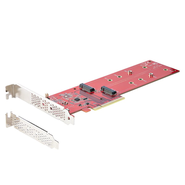 StarTech.com Dubbel M.2 PCIe Adapterkort, PCIe x8/x16 till Dubbla AHCI eller NVMe M.2 SSD:er, PCI Express