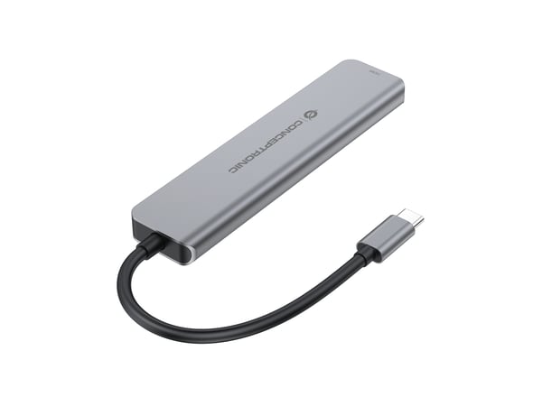 Conceptronic DONN33G kannettavien tietokoneiden telakka ja porttitoistin Langallinen USB 3.2 Gen 1 (3.1 Gen 1) Type-C Hopea