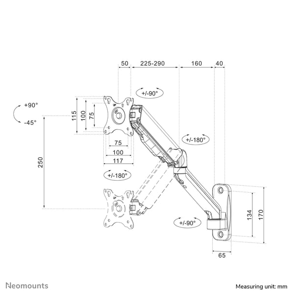 Neomounts WL70-450BL11 tv-beslag 81,3 cm (32") Sort