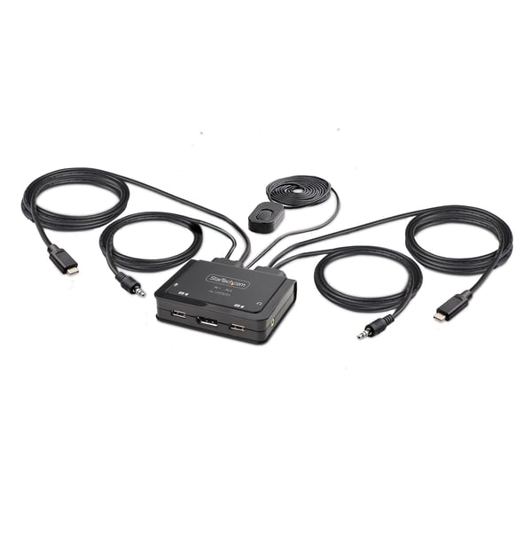 StarTech.com 2-Port USB-C Kabel KVM-switch, 4K 60Hz DisplayPort-utgång, Kompakt KVM med 1,2 m USB-kabel