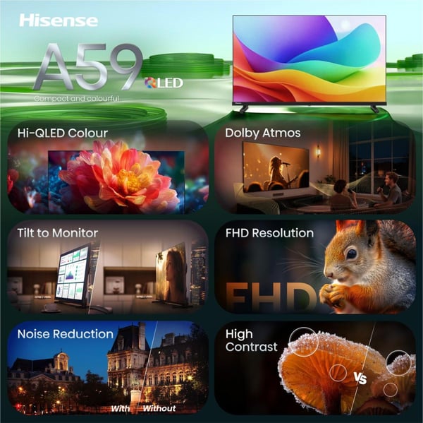 Hisense 40A59S 101,6 cm (40") Full HD Smart-TV Wi-Fi Svart