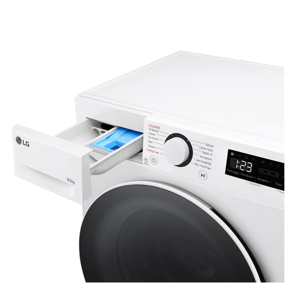 LG D2R5S09TSWW kuivaava pyykinpesukone Vapaasti seisova Edestä täytettävä Valkoinen