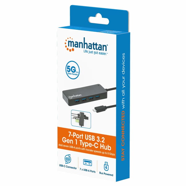 Manhattan 168410 gränssnittshubbar USB Type-C 5000 Mbit/s Svart