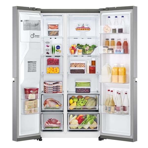 LG GSLV70PZTD Kombinerad kyl/frys side-by-side Fristående 635 l Metallisk, Silver