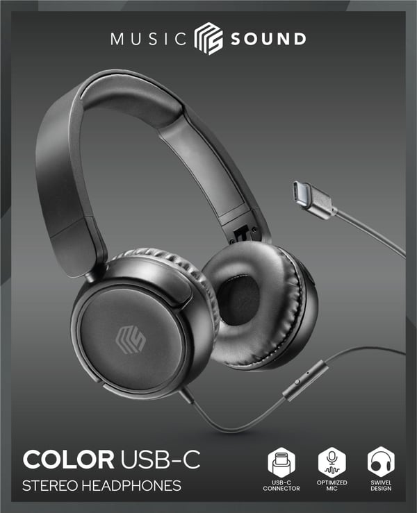 Music Sound 8018080476174 Kuulokkeet Langallinen Pääpanta Puhelut/Musiikki USB Type-C Musta