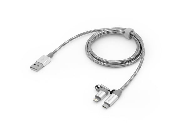 Verbatim 48869 USB-kabel 1 m USB A Micro-USB B/Lightning Aluminium, Grå