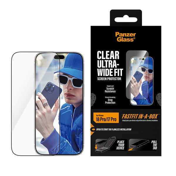 PanzerGlass ® Screen Protector iPhone 2026 Pro | 17 Pro | Ultra-Wide Fit w. FASTFIT IN-A-BOX Genomskinligt skärmskydd 1 styck