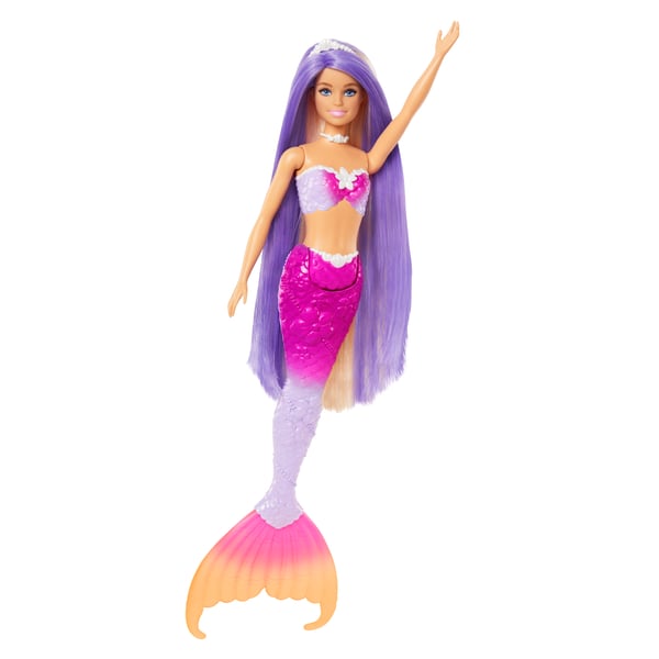 Barbie A Touch of Magic Malibu -merenneitonukke, jolla on värinvaihto-ominaisuus, lemmikkidelfiini ja stailaustarvikkeita