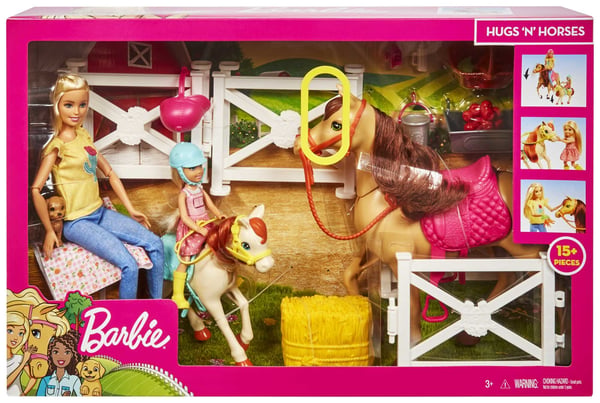 Barbie BARBIE-legesæt med Barbie og Chelsea-dukker, 2 heste og over 15 genstande