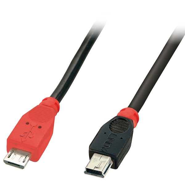 Lindy 31718 USB-kabel USB 2.0 1 m Micro-USB B Mini-USB B 0,48 Gbit/sek. Sort