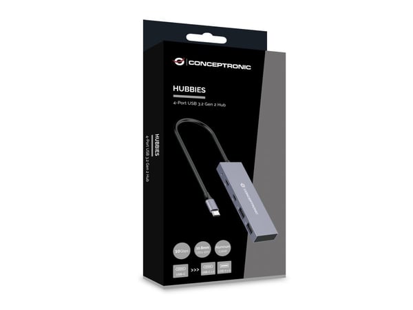 Conceptronic HUBBIES13G gränssnittshubbar USB 3.2 Gen 2 (3.1 Gen 2) Type-C 10000 Mbit/s Grå