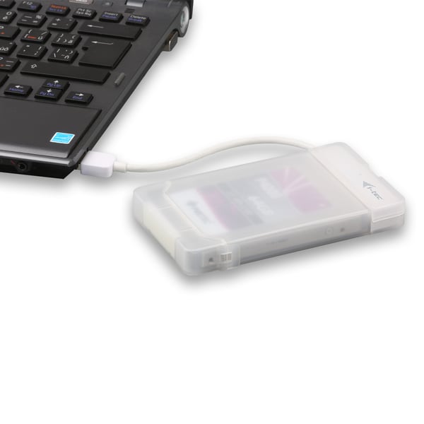 I-TEC USB 3.0 Advance MySafe Easy-kabinett 6,4cm 2,5\" Hårddiskkabinett för SATA HDD-hårddiskar, integrerad kabel, vit (MYSAFEU314)