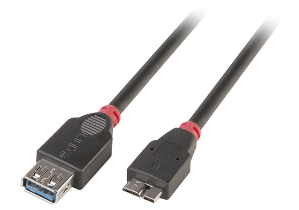 Lindy 31613 USB-kabel USB 3.2 Gen 1 (3.1 Gen 1) 0,5 m Micro-USB B USB A 5 Gbit/sek. Sort