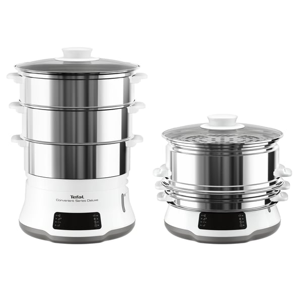 Tefal Convenient Series Deluxe VC502D höyrykeitin 3 kori(a) Pöytämalli 900 W Ruostumaton teräs, Valkoinen