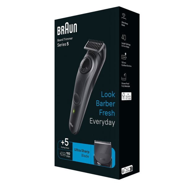 Braun BeardTrimmer 5 BT5430 skäggtrimmer Batteri 40 2 cm Våt och torr Svart