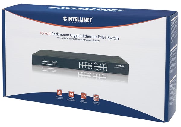 Intellinet 560993 nätverksswitchar Ohanterad L2 Gigabit Ethernet (10/100/1000) Strömförsörjning via Ethernet (PoE) stöd 1U Svart