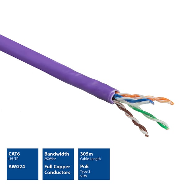 ACT XS6003 nätverkskablar Lila 305 m Cat6 U/UTP (UTP)
