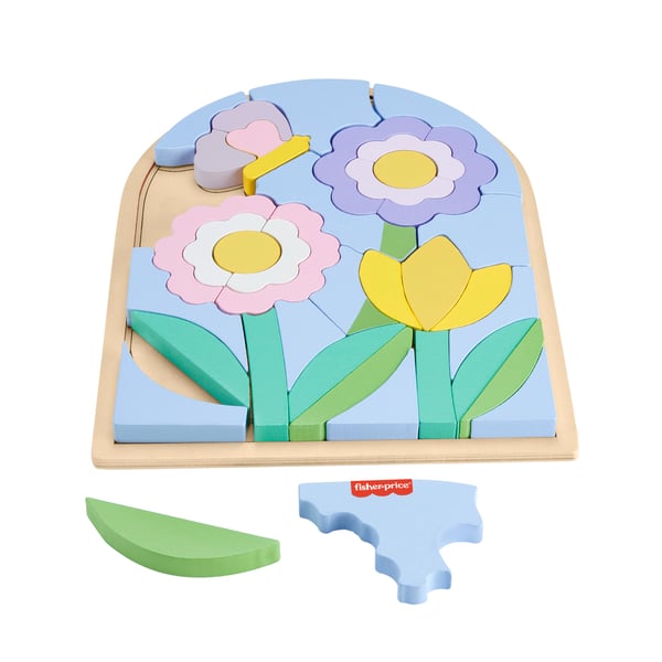 Fisher-Price Fisher-Price-træpuslespil med blomstermotiv til førskolebørn, 37 dele i træ