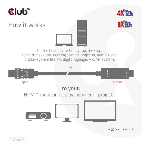 Club 3D Adapterkabel - DisplayPort hane till HDMI hane
