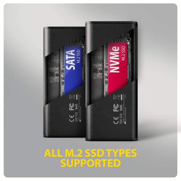 Axagon EEM2-SD2B tallennusaseman kotelo SSD-kotelo Musta M.2