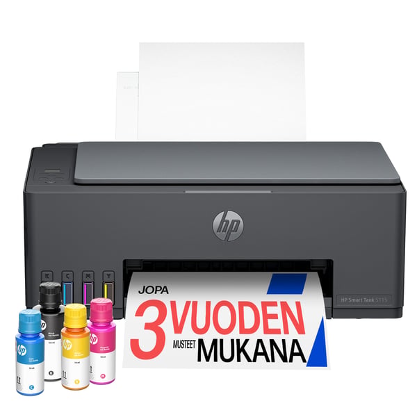 HP Smart Tank 5115 Langaton All-in-One Väri Tulostin, Up to 2 Years of ink included; Two-sided printing; Copier, Scanner