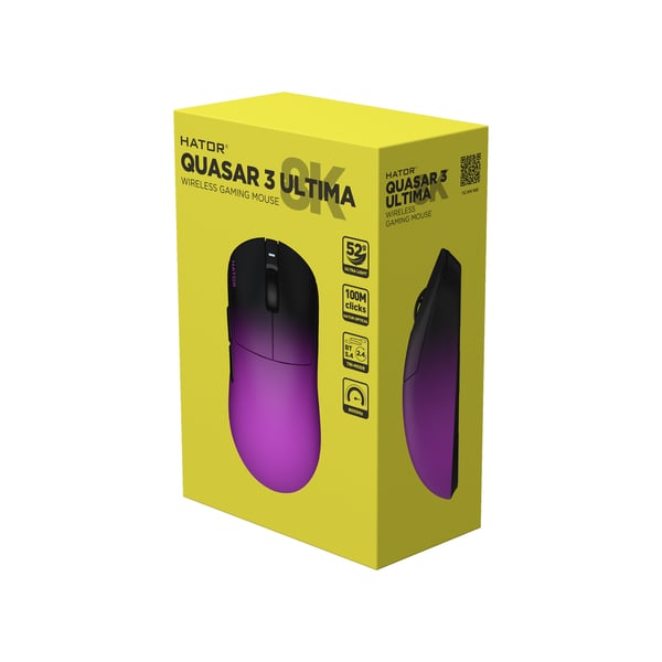 HATOR Quasar 3 Ultima 8K Wireless hiiri Pelaaminen Oikeakätinen RF Wireless + Bluetooth + USB Type-C Optinen 30000 DPI