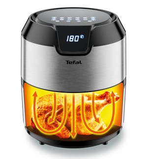 Tefal Easy Fry EY401D Yksi 4,2 L Erillinen 1500 W Kuumakiertoilmakypsennin Musta, Ruostumaton teräs