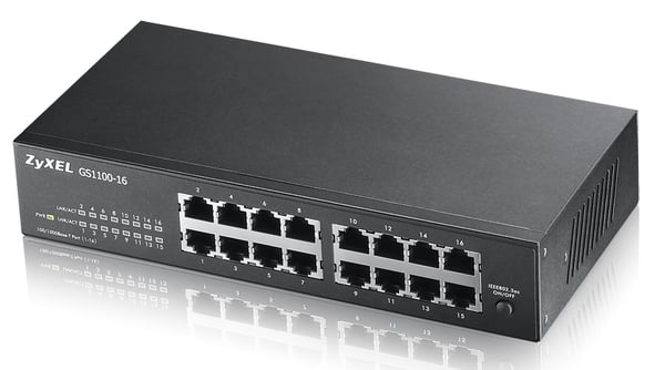 Zyxel GS1100-16 Hallitsematon Gigabit Ethernet (10/100/1000) Musta