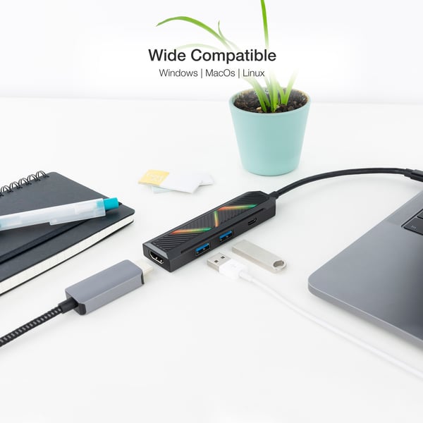 Nanocable 10.16.0401 kannettavien tietokoneiden telakka ja porttitoistin Langallinen USB 3.2 Gen 1 (3.1 Gen 1) Type-C Musta