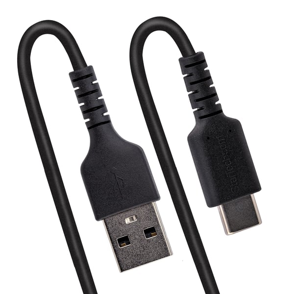 StarTech.com 1 m USB-A till USB-C-snabbladdningskabel, robust, lindad, laddning och synkronisering, 3 A, USB 2.0, TPE-mantel och aramidfiber - USB-laddningssladd