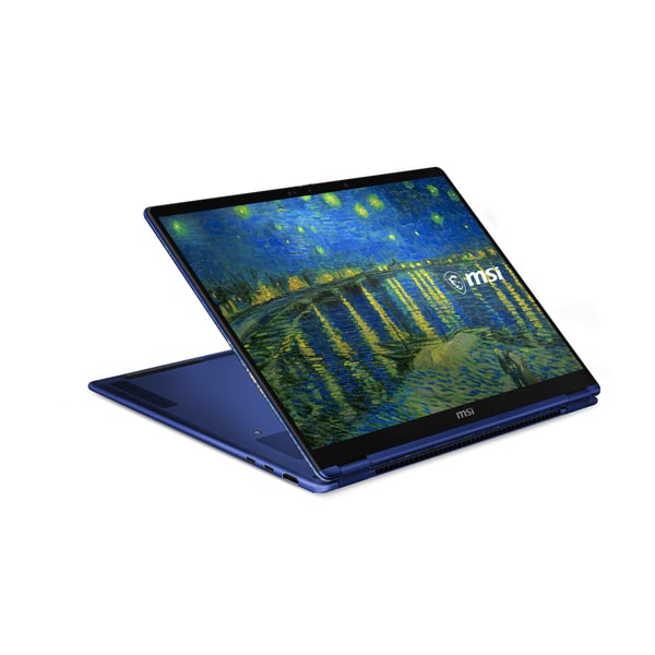 MSI Prestige 14 Flip AI+ Starry Night Over the Rhone-261FRY Copilot+ PC Intel Core Ultra X9 378H Hybrid (2-i-1) 35,6 cm (14") Pekskärm Full HD+ 32 GB LPDDR5x-SDRAM 1 TB SSD Wi-Fi 7 (802.11be) Windows 11 Home Svart, Blå