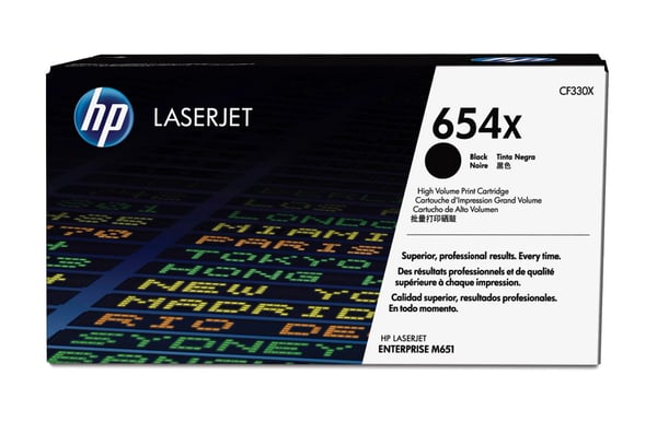 HP Original 654X LaserJet-tonerpatron med høj kapacitet, sort