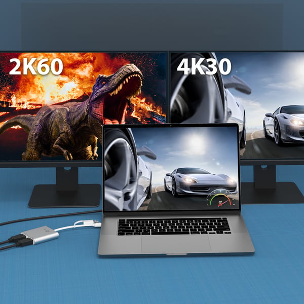 j5create JCA365-N USB-C® till dubbel HDMI™-adapter för flera skärmar