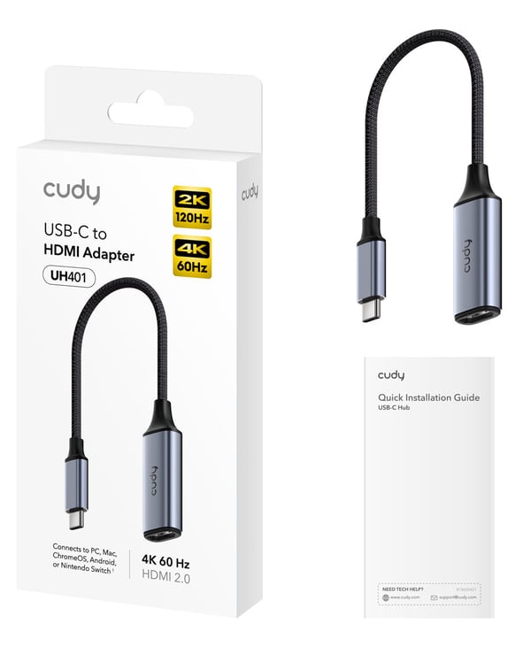Cudy UH401 USB grafisk adapter Grå, Sølv