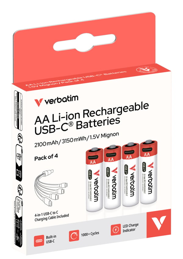 Verbatim 30249 husholdningsbatteri Genopladeligt batteri AA Lithium-Ion (Li-Ion)