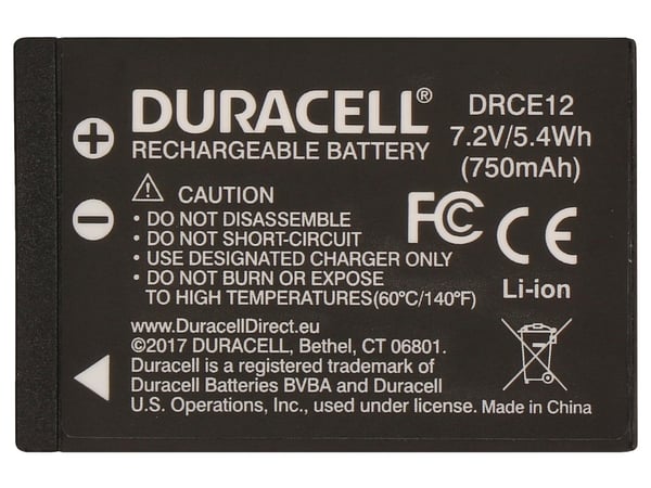 Duracell DRCE12 batteri til kamera/videokamera Lithium-Ion (Li-Ion) 750 mAh