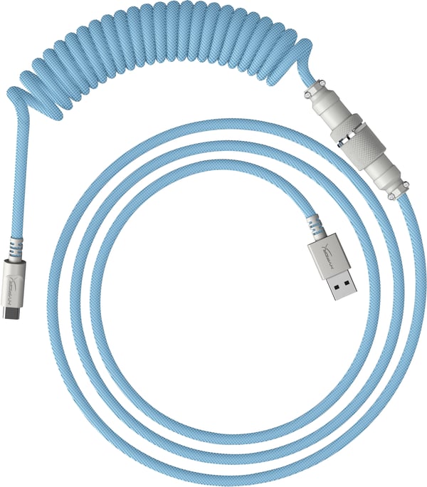 HyperX USB-C – spiralformad kabel – ljusblå-vit